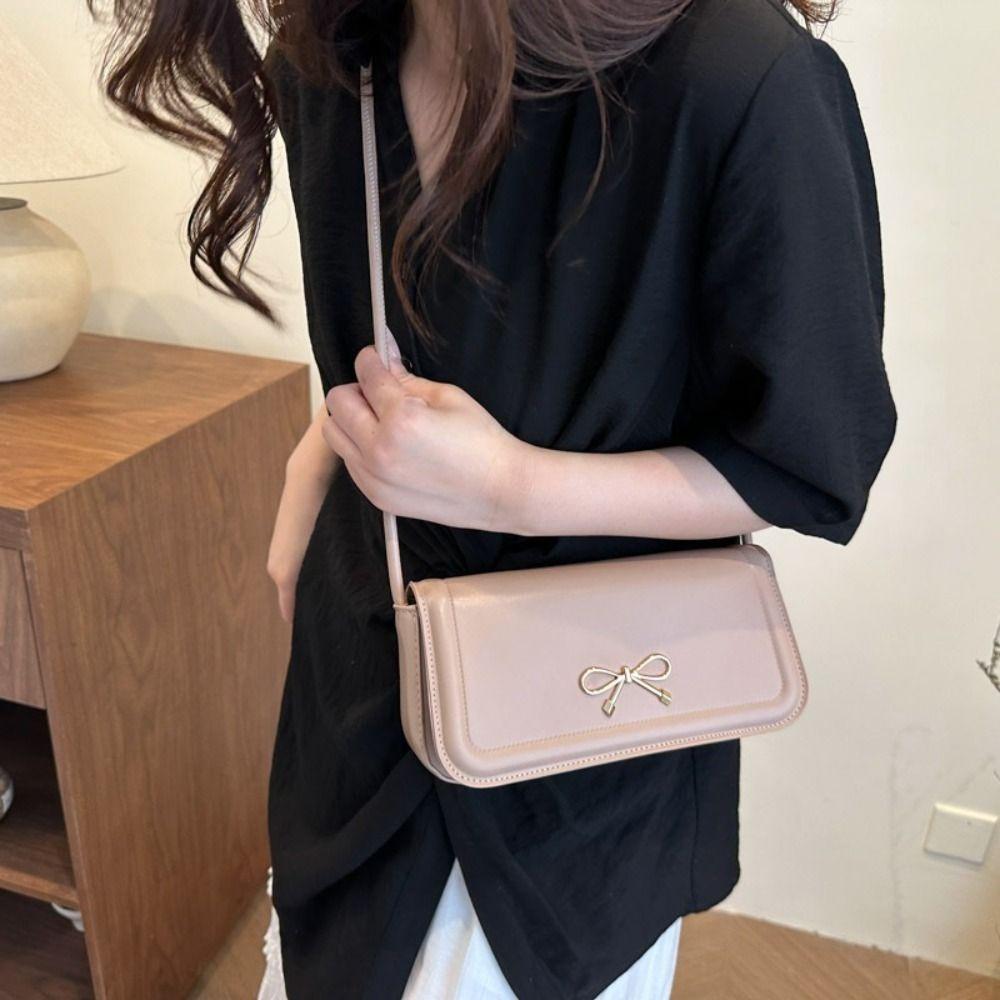 Korean Bowknot Shoulder Bag Solid Color Underarm Bag High Quality Bow Crossbody Bag  Ladies