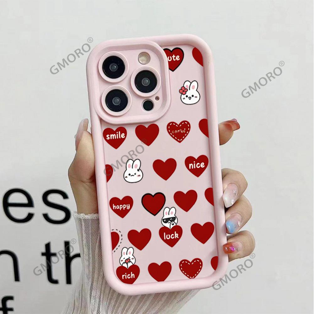 Hot-selling Trendy Brand Love Rabbit Mobile Phone Case Apple 17 Pro Girly iPhone15 Matte Silicone Case