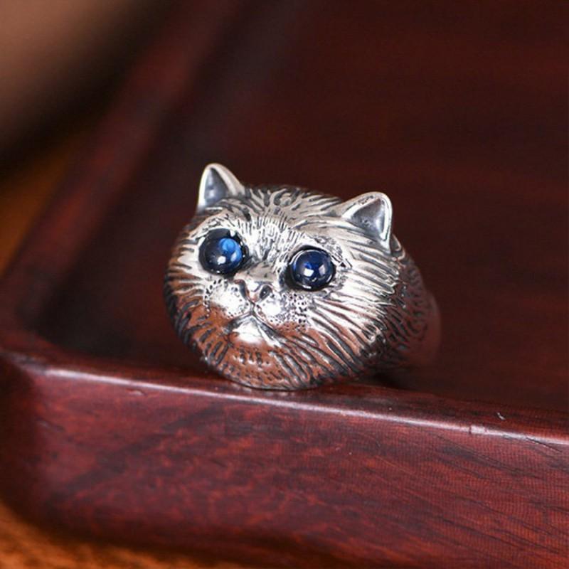 Adjustable Cat Ring Women Men Copper Open Band Vintage Animal Jewelry Minimalist Cute Feline Accessory