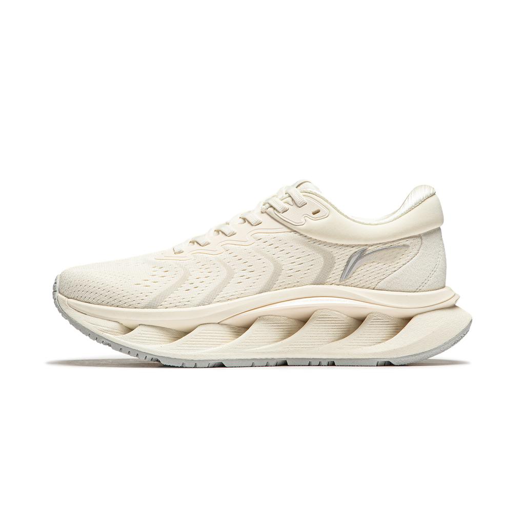Li Ning Arc CRC Shock Absorbing Wear Resistant Non Slip Low Top Running Shoes Women Running Shoes Beige AZGU006-4