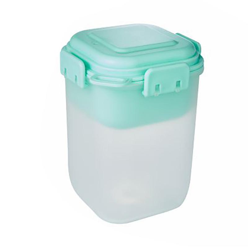 

Портативный двухслойный стакан для салата, пластиковый стаканчик для завтрака с ложкой, съемный контейнер для льда, герметичное уплотнение для хранения молока, фруктов, овсянки зелёный