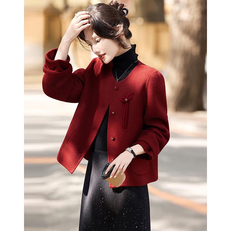 

Women s Elegant Short Wool Blend Coat M