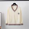 New  Japanese Preppy Pullover JK Sweater Loose Casual Long Sleeves Student Long-sleeved Knit V-neck Pullover School Uniform