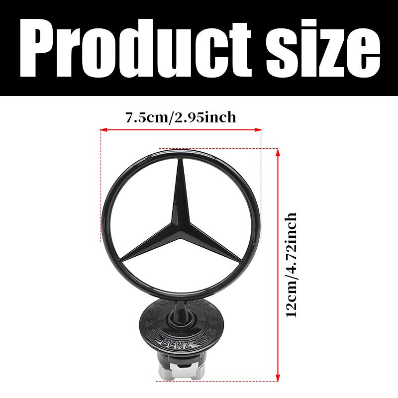 1pcs 44mm 3D Metal Blue Chrome Star Bonnet Hood Logo Emblem Badge for Mercedes Benz AMG W202 W203 W204 W208 W210 W220 W221 PI1