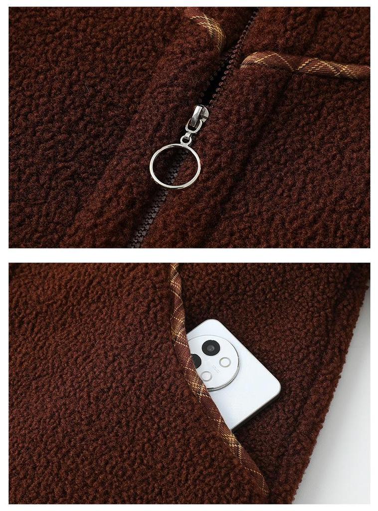 New Style Winter Plus Velvet Thick Fleece Hooded Zipper Jacket for Middle-Aged & Elderly Women