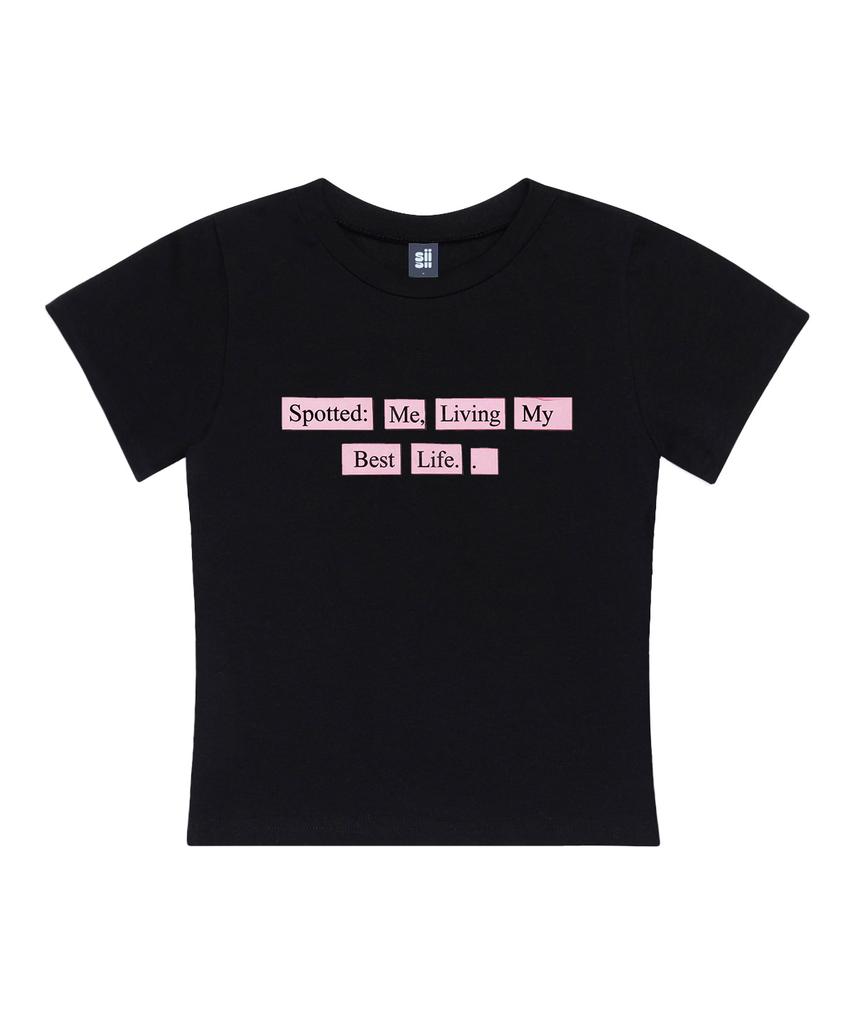 PAGESIISII Best Life Print Slim Fit Short Sleeve T-Shirt Black