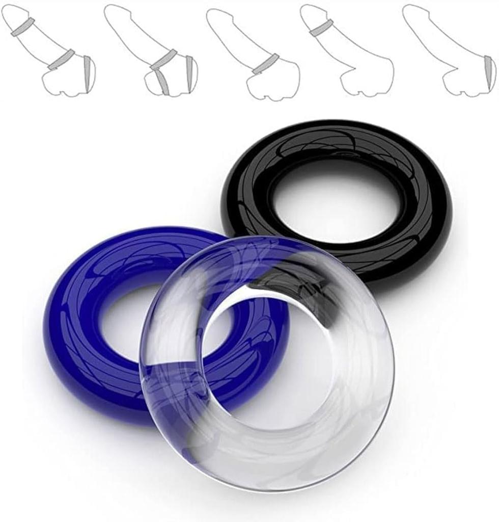 Silicone Cock Penis Rings with Enlargers Erection Enhancing Ultra Soft Long Lasting Stronger Adult Sex Toys for Men Couples