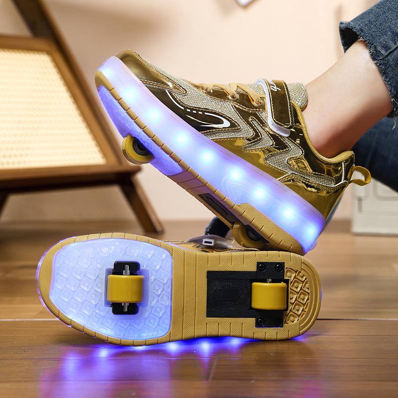 27-40 Kids's Lighting Sneakers Rubbing Shoes Boys's Shoes Solid Milky Patch Can Charging Lantern Shoes Glowing Sneakers with Charging