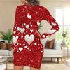 Podzim a zima 2025 Nové dámské módní šaty s 3D potiskem a barvením s motivem srdce, s dlouhým rukávem, kulatým výstřihem, obepínající boky, limitovaná edice ke Dni svatého Valentýna