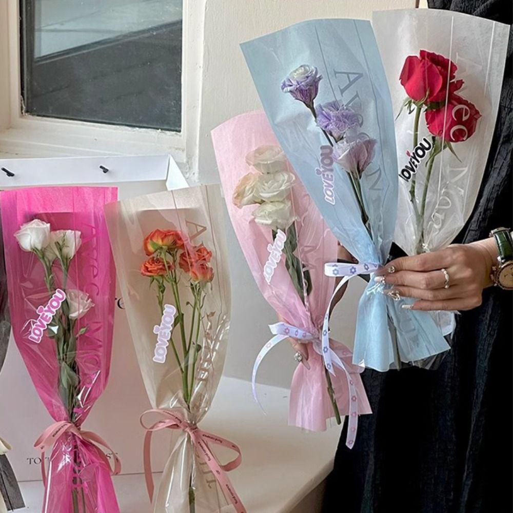 20PCS Handmade DIY Rose Bouquet Packaging Bag Cellophane Flower Wrapping Bag Mother's Day