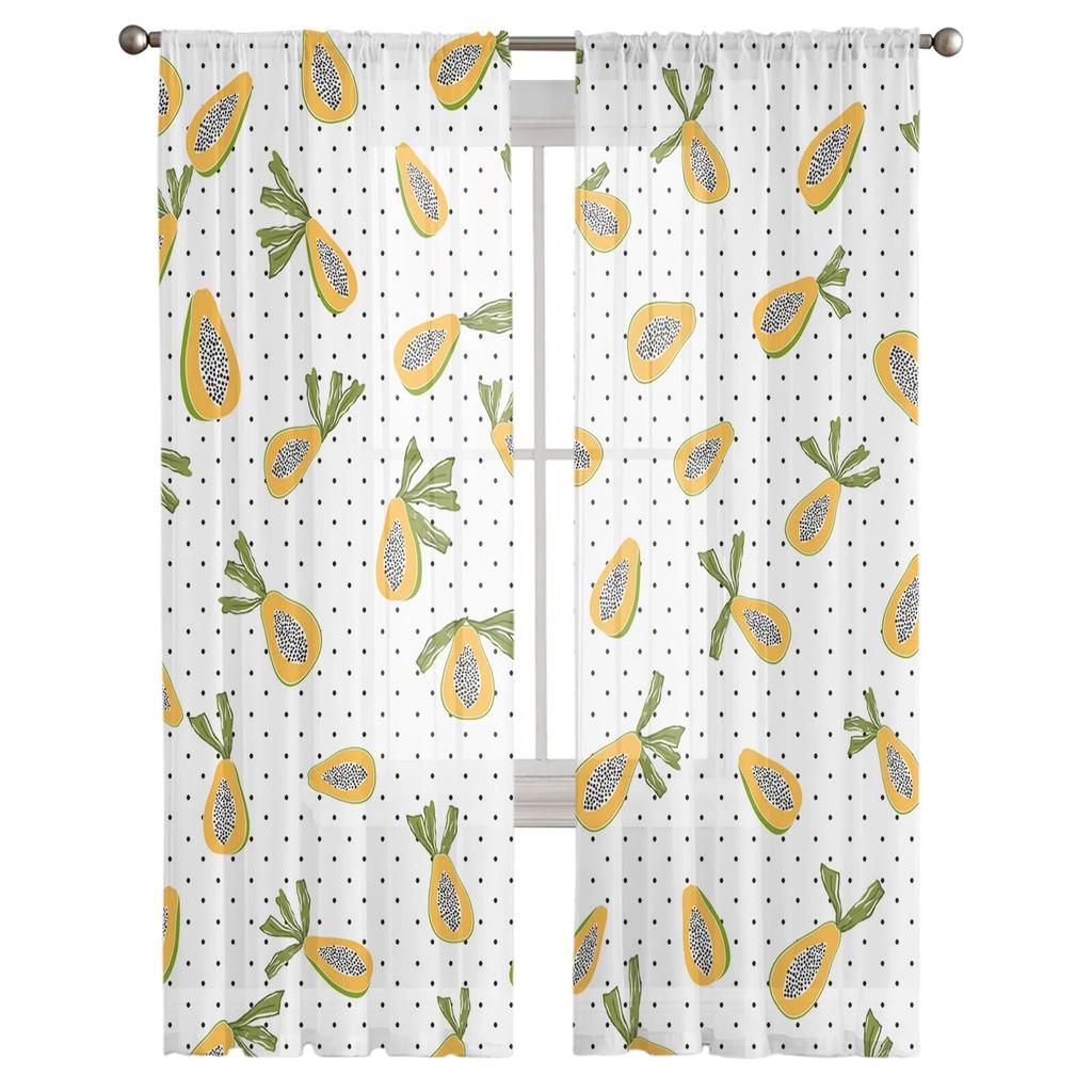 Polka Dot Papaya Texture Tulle Curtains Living Room Kitchen Chiffon Curtain Bedroom Balcony Sheer Curtain Fashion Home Decor