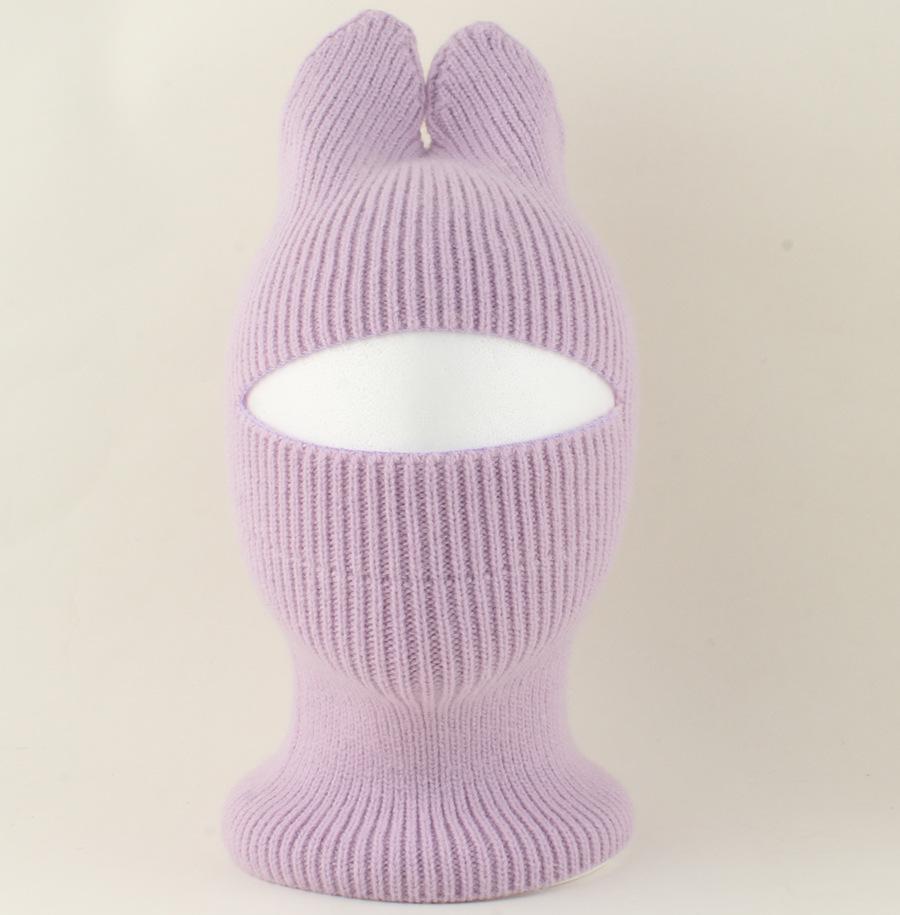 New Cartoon Winter Cat Ear Balaclava Neck Warmer Cute Knitted Hat with Detachable Face Cover for Boys Girls Warm Ear Protection