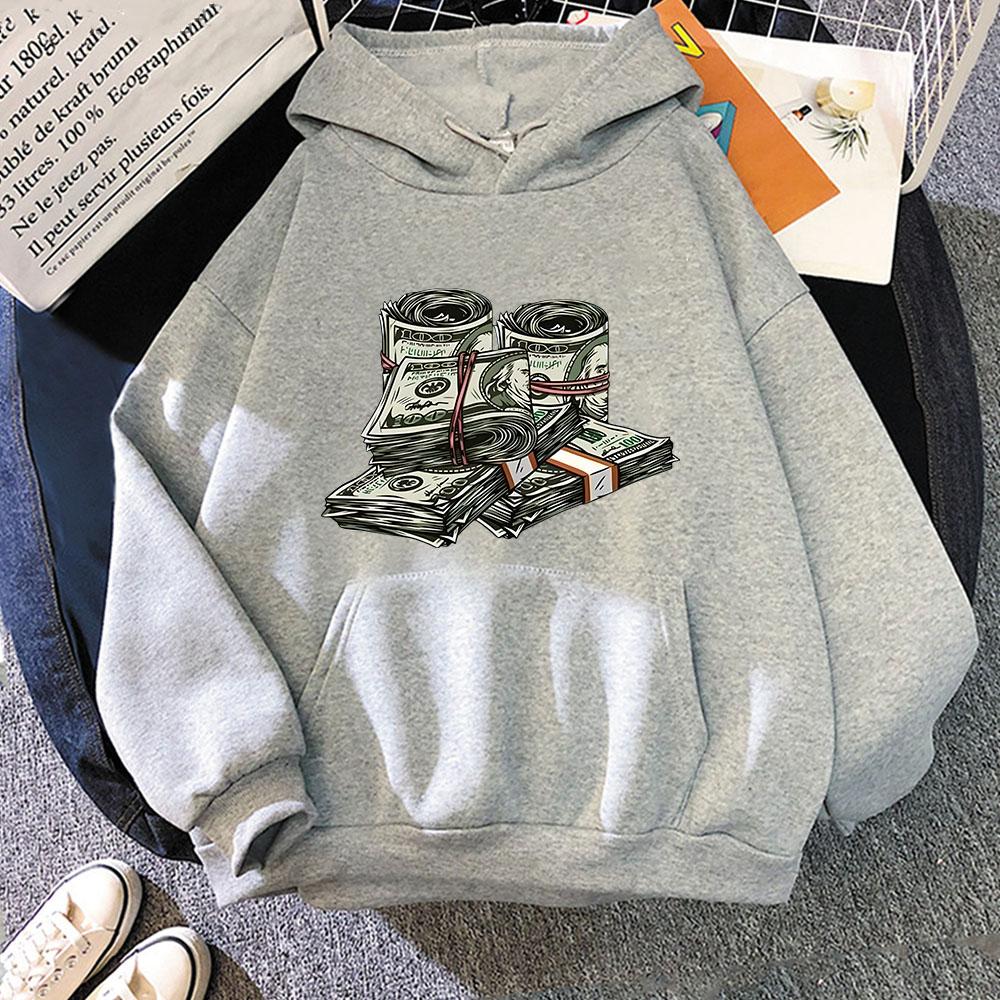 Geldscheinrolle 100 Hundert Dollar Sweatshirts Herren/Damen Hoodie Langarm Pullover O-Ausschnitt Streetwear Weiblich Kpop Kleidung