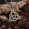 Versatile Celtic Retro Viking Triangle Men's Style Fashionable Star and Moon Fan-shaped Pendant Necklace
