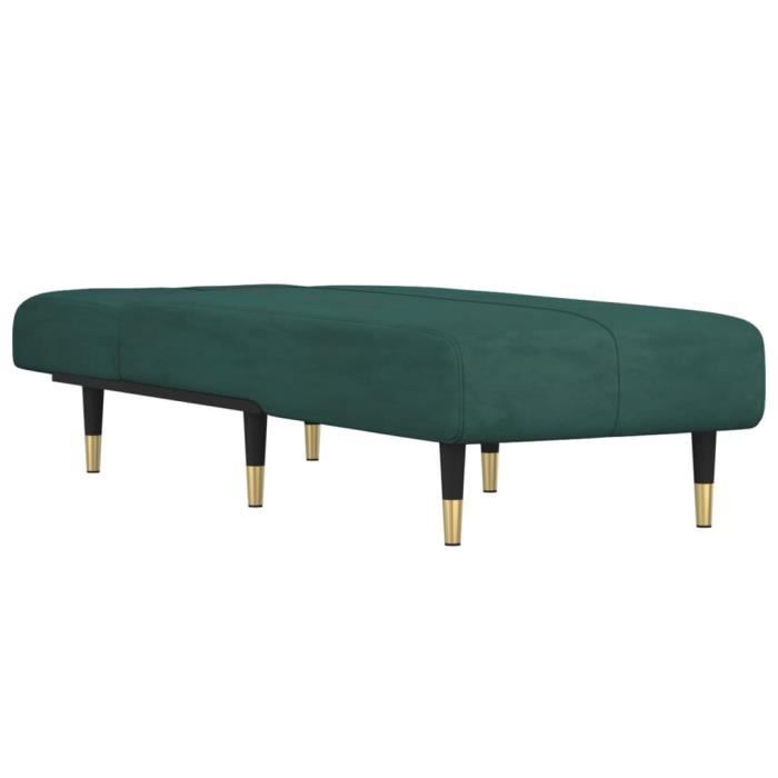 VidaXL Chaise longue vert foncé velours 352795