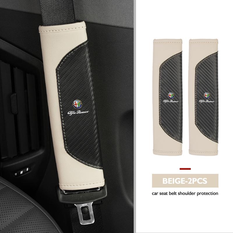 BQVLT1 Car Seat Belt Shoulder Cover Protection Pads Safety Belt Accessories For Alfa Romeo GT Stelvio F1 Brera Volante Tonale Gloria