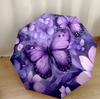 Purple Butterfly Garden Compact Travel Automatic Umbrella Compact 8-Rib Design Durable Plastic & Iron for Outdoor Daily Use Fashion Lovers