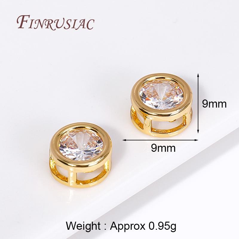 Trendy 18K Gold Plated Brass with Zircon Round/Heart Spacer beads,Separators For Beads,DIY Jewelry Making Supplies Wholesale