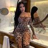 Leopard Print Women's Long-sleeved Bodysuit Bodysuit