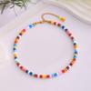 Trendy New Arrival Alloy Colorful Beaded Collarbone Necklace Beaded Chain Bracelet Jewelry Set for Women