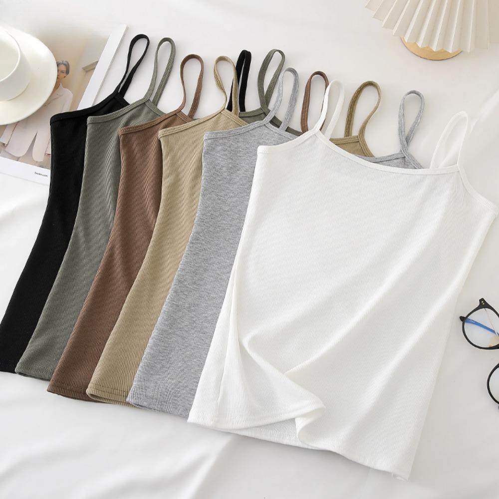 U Neck Knit Tank Top Straps Crop Tops Women Summer Camis Solid Color Yoga Camisole Fashion SportsTube Female Sleeveless Cropped Y2K Girl Clothes