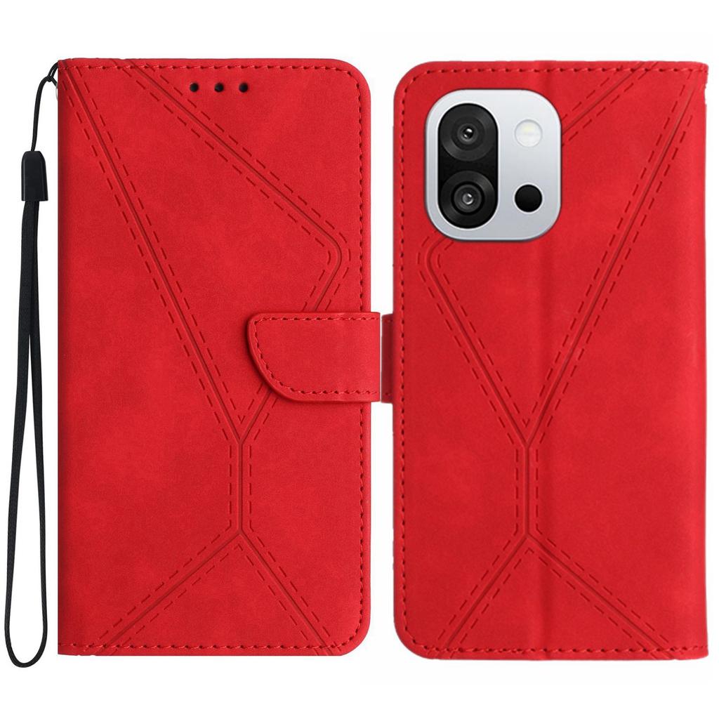 For OnePlus 13T 5G Case Skin Touch Lines Imprinted PU Leather Flip Phone Cover