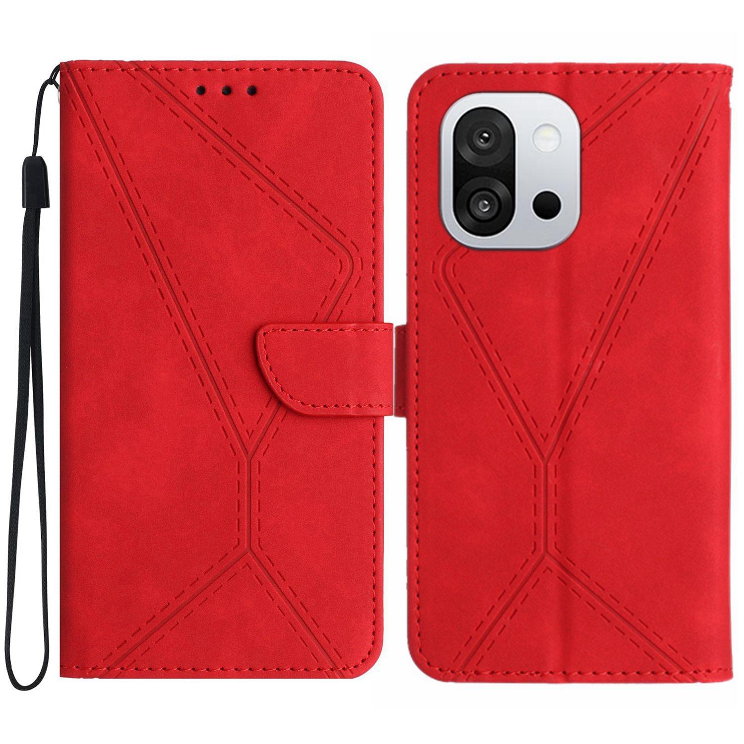

For OnePlus 13T 5G Case Skin Touch Lines Imprinted PU Leather Flip Phone Cover B