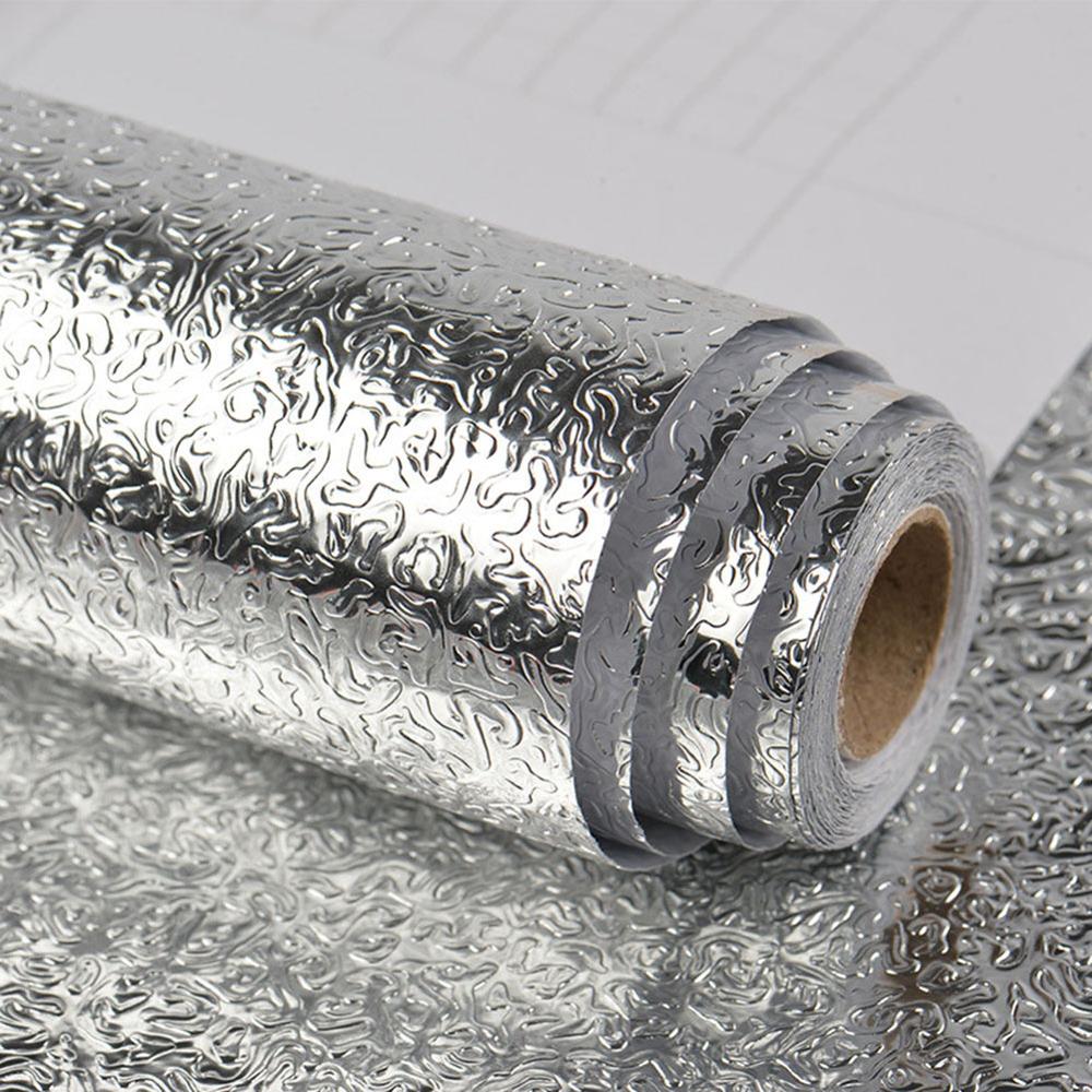 1 m/Rolle Küchenrückwand-Tapetenaufkleber, selbstklebende Aufkleber aus Aluminiumfolie, ölbeständig, wasserdicht, Küchenherdaufkleber