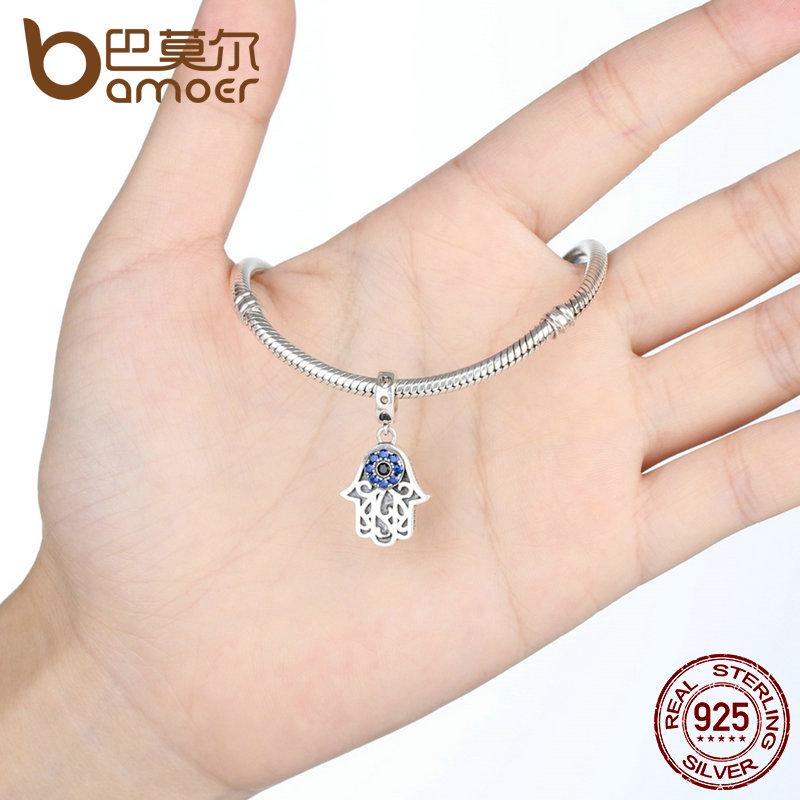 BAMOER Eye Design Series 100% 925 Sterling Silver Blue Wicked Eye Pendant Fit  Bracelets & Bangles