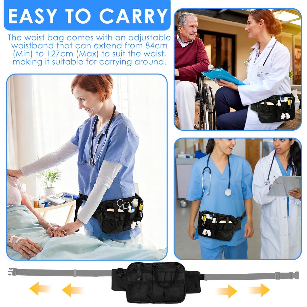 Nurse Fanny Pack Oxford Cloth Nurse Tool Storage Bag with Adjustable Waist Strap Portable Stethoscopes Gear Waist Organizer