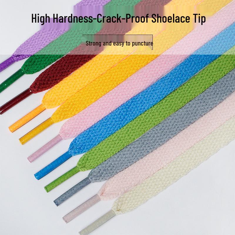8mm Multi-Color Flat Shoelaces for Casual, Sneakers, Canvas, Basketball, and Skate Shoes (One Pair)