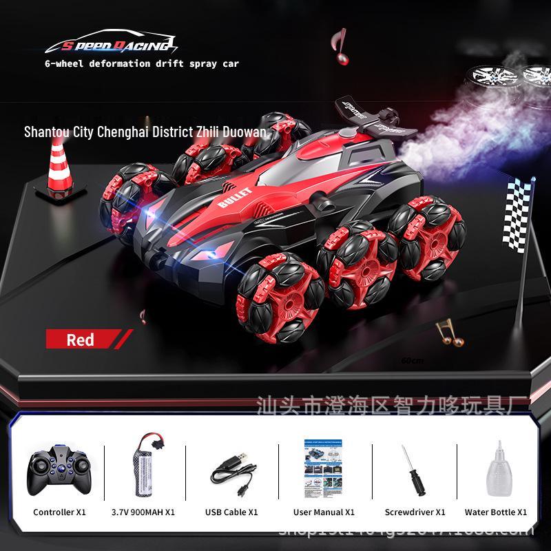 Six-Wheel Drift Stunt Remote Control Car with Music and Spray Effects – 2.4G Off-Road Climbing Vehicle Toy