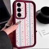 Floral Stripe Pattern Case For Samsung A57 A37 A27 A17 S26 Ultra S25 FE A56 A36 A16 A55 A35 A15 A54 5G S21 S22 S23 S24 Plus Shockproof Bumper Cover