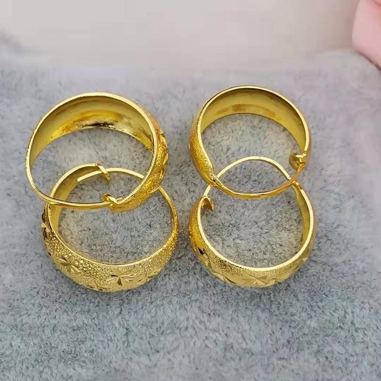 Gold-Plated Frosted Starry Sky Thai Copper Earrings for Women
