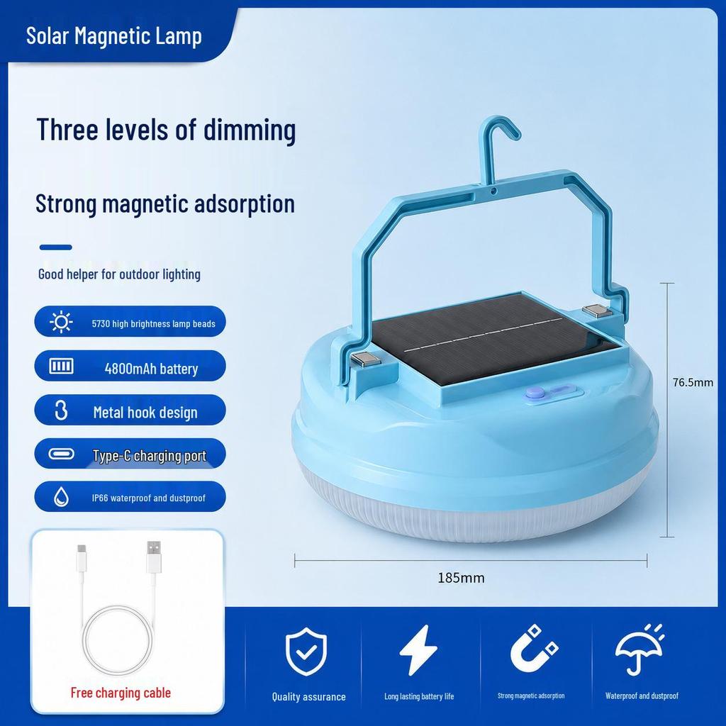 Solar-Powered LED Camping Lantern with Ultra-Long Battery Life for Outdoor and Night Market Use