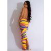 Women's Fashion Sleeveless V-Neck Backless Printed Maxi Dress