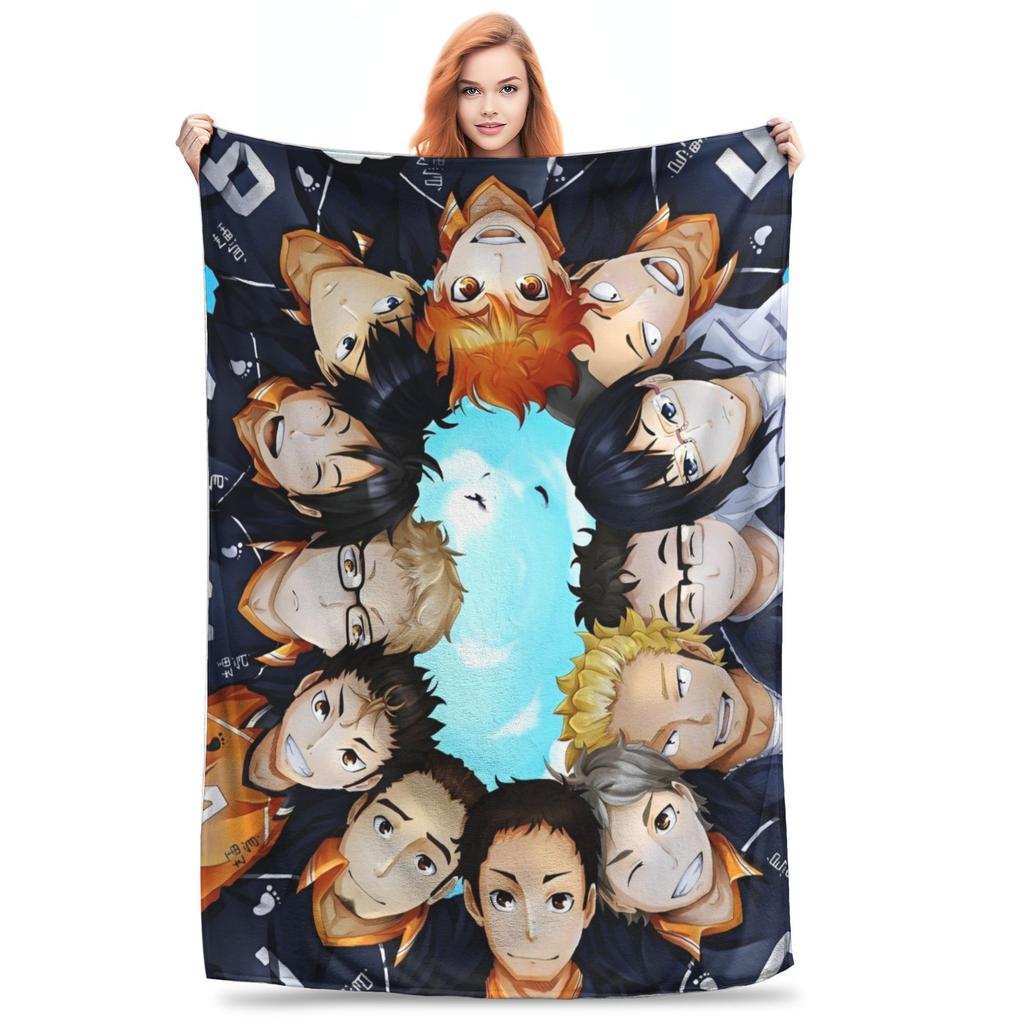 Anime Boy Volleyball Haikyuu  Blanket Flannel All Season  Breathable Lightweight Thin Throw Blankets for Sofa Office Bedspreads