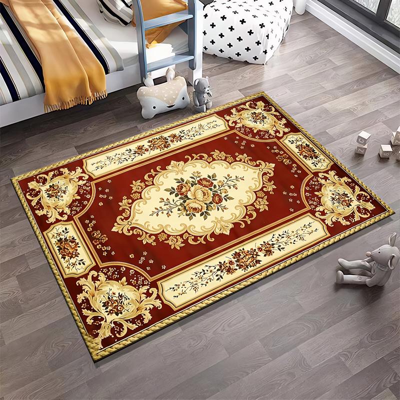 Luxuriöser Teppich mit rotem und goldenem Blumenmuster für die Wohnzimmerdekoration Geeignet für den Einsatz als Antirutsch für Sofas im Wohnzimmer und Schlafzimmer
