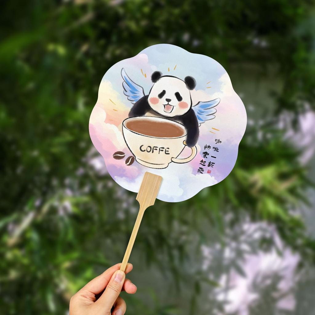 1pcs Cute Panda Printed Hand Fan Chinese Style Decorative Fan for Summer Cooling and Home Decoration