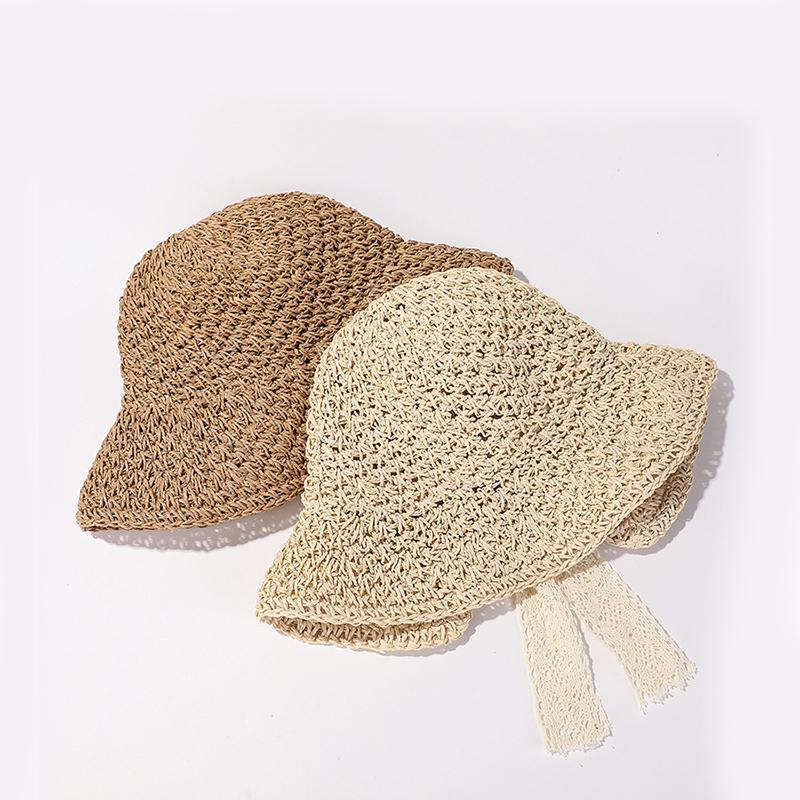 Hat Versatile Style Straw Woven Sweet Lace Bow Female Sunshade Hats Fisherman