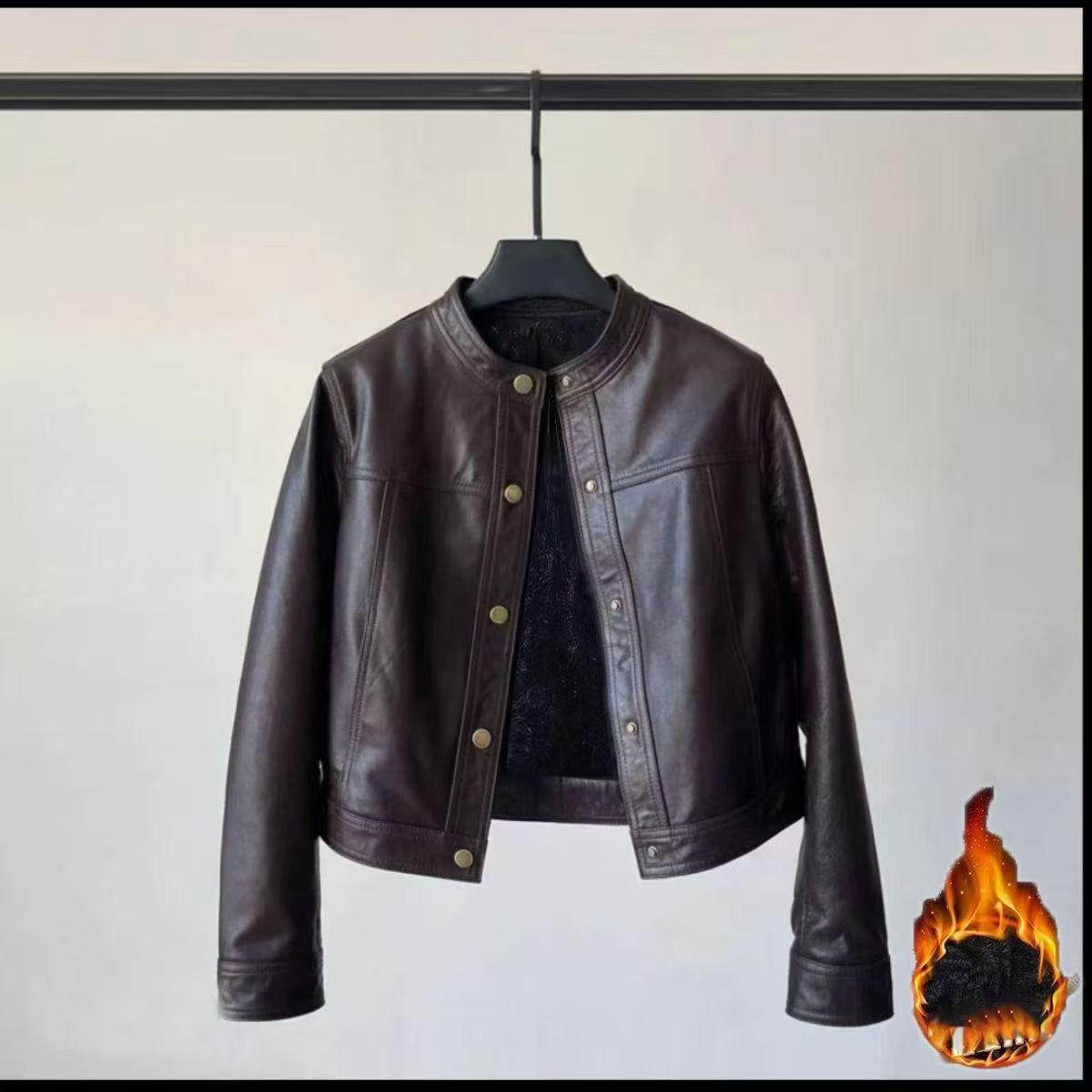 

Spring Fashion Women s High-end Leather Jacket with Stylish Design and Temperament Single Breasted Motorcycle Jacket XXL