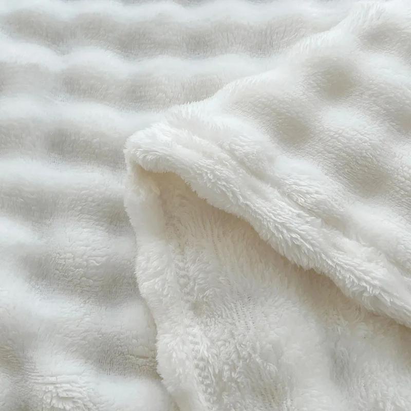 Solid Thickened Bubble Velvet Blanket Super Soft Cozy Flannel Sofa Cover Blanket Single Double Office Nap Air Conditioning Shawl