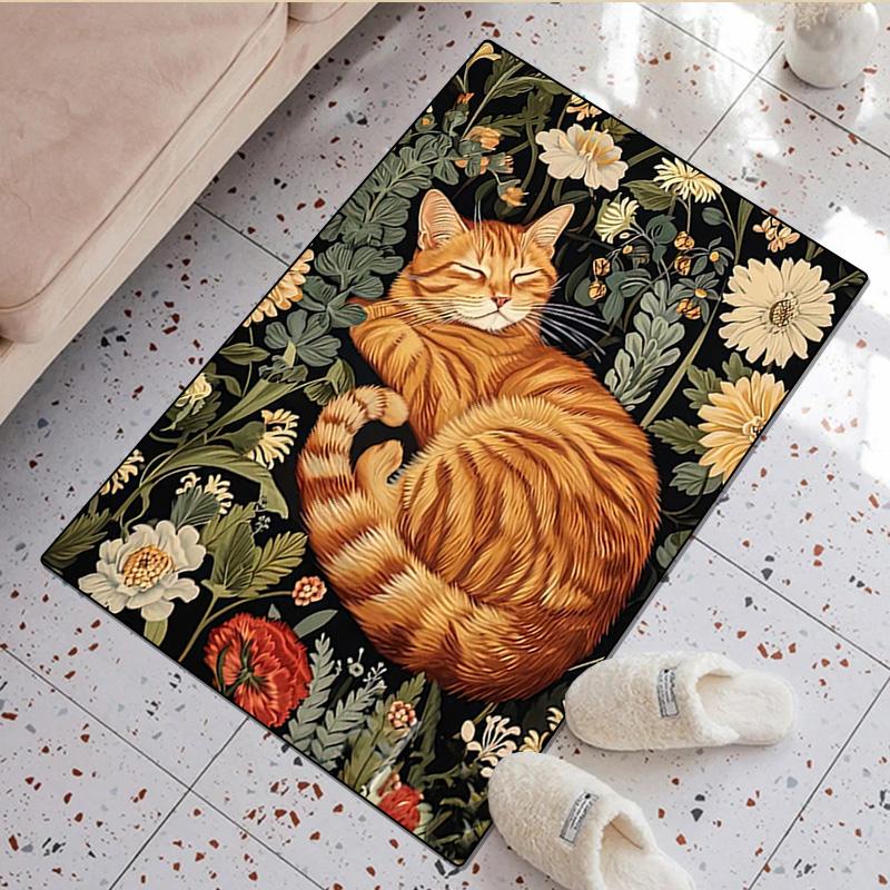 1Pc Animal Flowers Print Rug - Home Decoration Carpet For Living Room Bedroom Flooring Computer Chair Area Rug