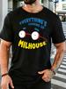 Retro Animated Milhouse Slogan Face Art Print Unisexs Light Cotton Short Sleeve Loose Fit Nostalgic Cartoon Casual Daily T Shirt