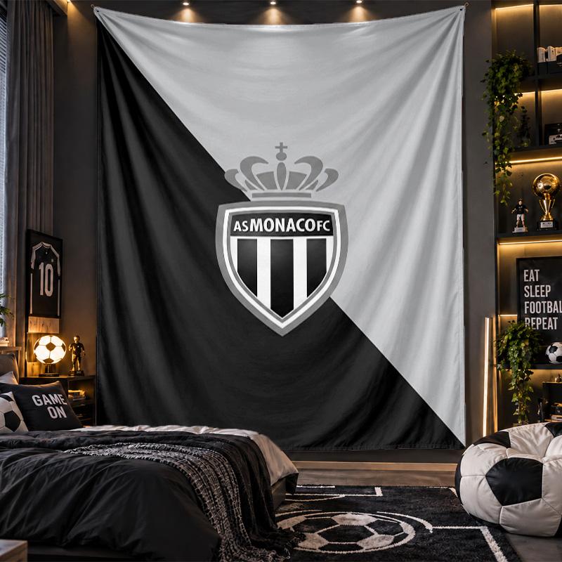 Wall Hanging Tapestry Monaco FC Print Cloth for Living Room Bedroom Home Decor