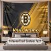 Custom Name Text Tapestry Boston Bruins Personalized Polyester Wall Tapestry For Bedroom And Room
