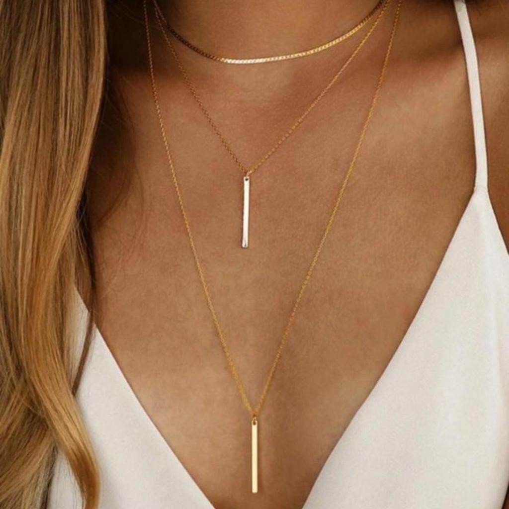 European-American Geometric Bar Pendant Necklace: Multi-Layer Clavicle Chain, Summer Fashion, Versatile Women's Jewelry