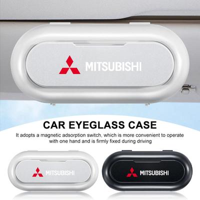 1Pc Car Sun Visor Glasses Storage Box Holder Organizer Car Emblems For Ralliart Lancer 9 10 ASX Outlander Pajero L200