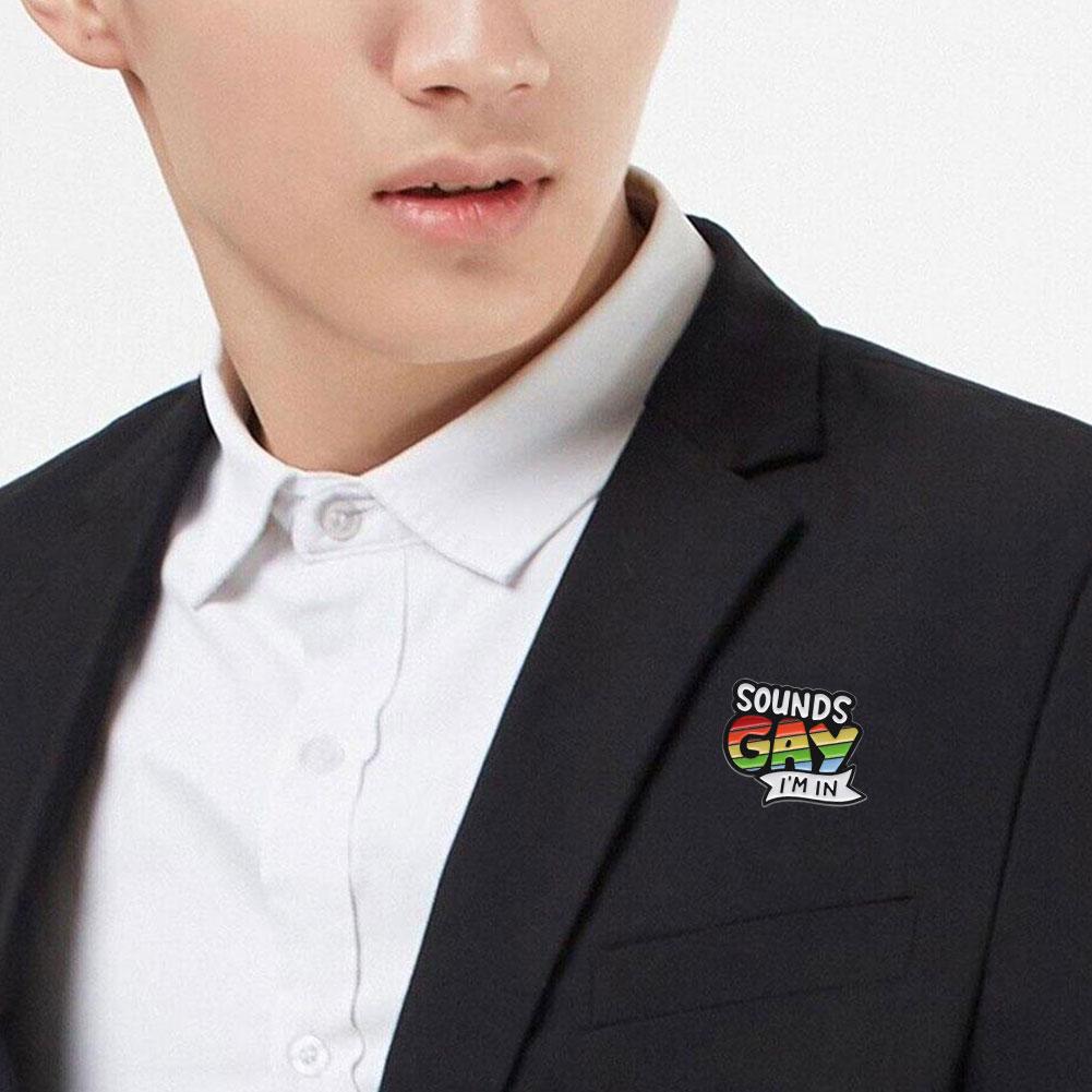 Custom Rainbow Quotations Enamel Pin Rainbow SOUNDS IN Gift GAY Lapel Badges I'M Rainbow Pin En A0X5