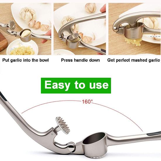 Garlic Press, Metal Garlic Crusher Mincer for Garlic & Nuts with Pearl Nickel Color, Professional Garlic Ginger Press Tool In Kitchen from DSafer,